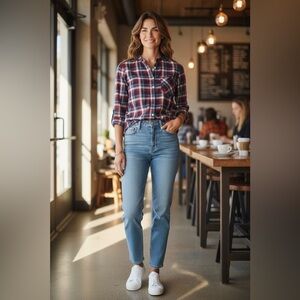 (FOREVER 21) Plaid Shirt - Red, Blue, and White